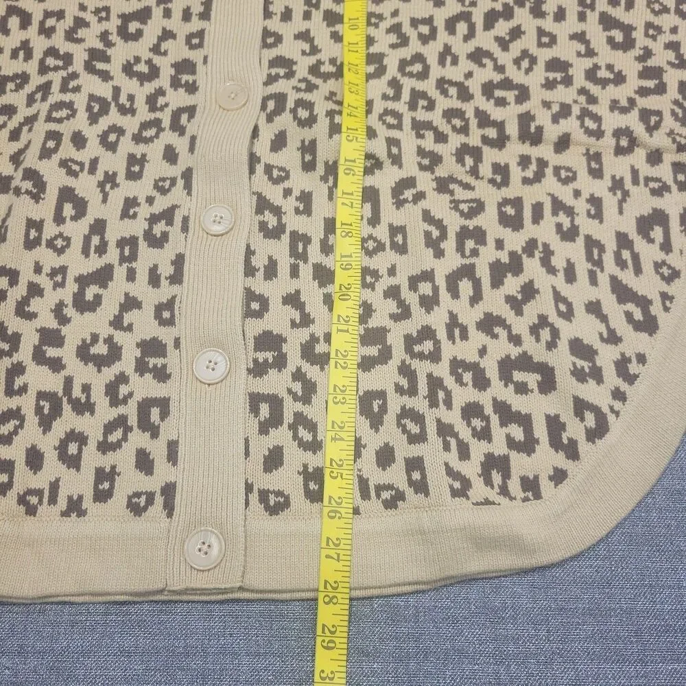 Denim Co Womens Poncho Buttoned Sweater Medium Size Beige Brown Animal Print - Picture 3 of 10